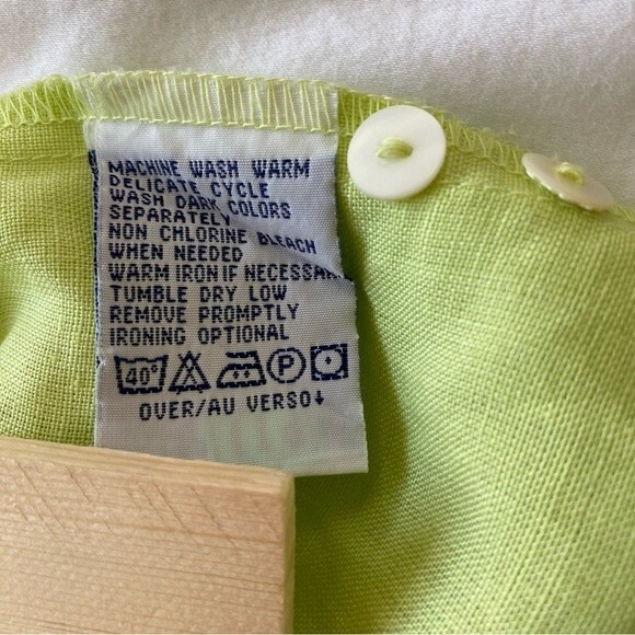 NWOT  Liz Claiborne Linen Lime Green Button Top w/Unique Belt Rare Size S - Picture 8 of 10